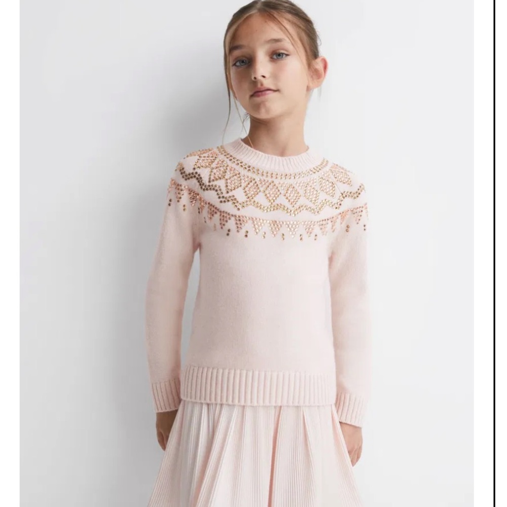Brand new with Tags Girls Reiss BELLAWOOL BLEND EMBELLISHED CREW NECK JUMPER 8
